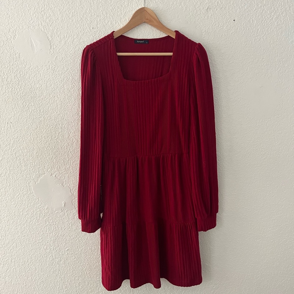 Sampeel Women's Long Sleeve Red Dress